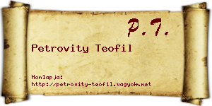 Petrovity Teofil névjegykártya